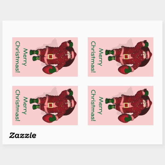 Santa Claus Strawberry Bauer Rechteckiger Aufkleber (Blatt)