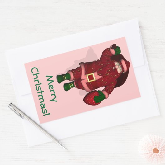 Santa Claus Strawberry Bauer Rechteckiger Aufkleber (Umschlag)
