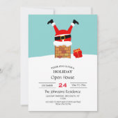 Santa Claus stuck in the chimney on the roof Einladung (Vorderseite)