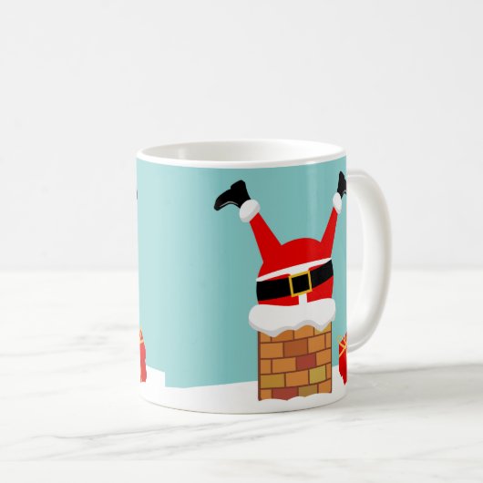 Santa Claus stuck in the chimney on the roof Kaffeetasse (VorderseiteRechts)
