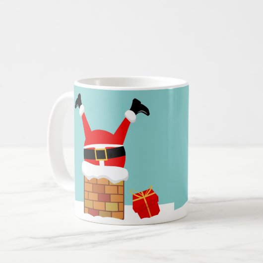 Santa Claus stuck in the chimney on the roof Kaffeetasse (Vorderseite Links)