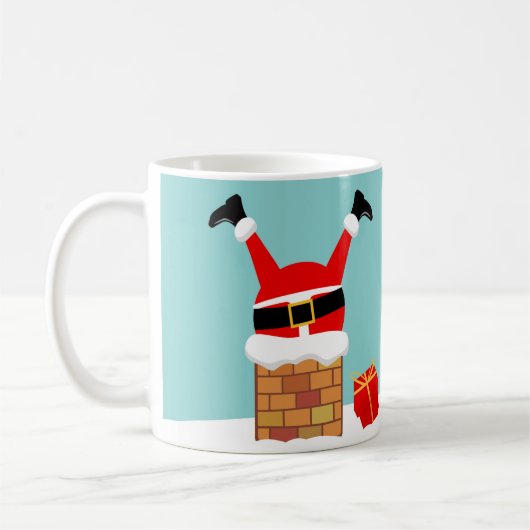 Santa Claus stuck in the chimney on the roof Kaffeetasse (Links)
