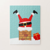 Santa Claus stuck in the chimney on the roof Puzzle (Vertikal)
