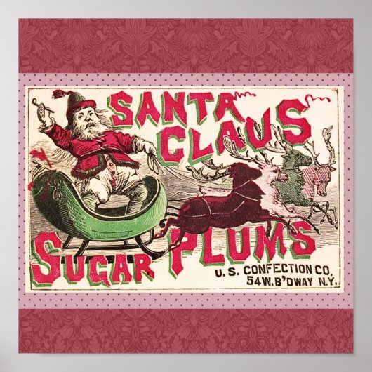 Santa Claus Sugar Plum Weihnachten Poster (Vorne)