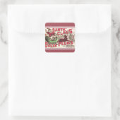Santa Claus Sugar Plum Weihnachten Quadratischer Aufkleber (Tasche)