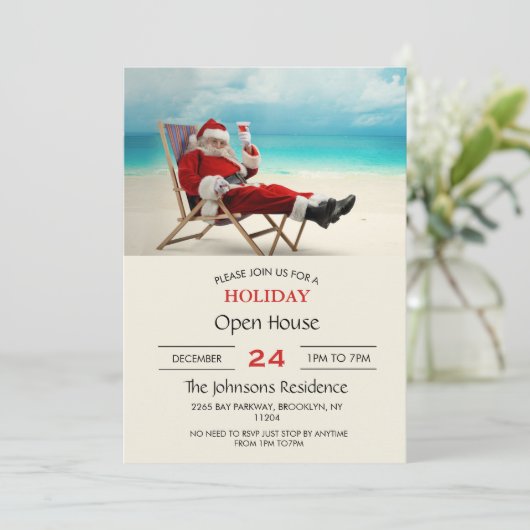 Santa Claus Summer Einladung (Stehend Vorderseite)