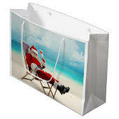 Santa Claus Summer Große Geschenktüte (Vorderseite Schrägansicht)
