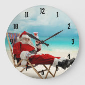 Santa Claus Summer Große Wanduhr (Vorderseite)