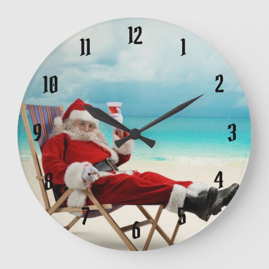 Santa Claus Summer Große Wanduhr (Vorderseite)