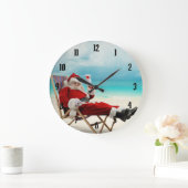 Santa Claus Summer Große Wanduhr (Zuhause)