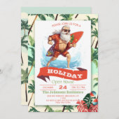 Santa Claus Surfer Cartoon Illustration Einladung (Vorne/Hinten)
