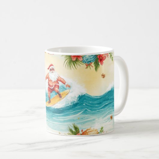  Santa Claus surfing on Christmas Holiday  Kaffeetasse (VorderseiteRechts)