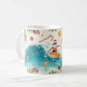 Santa Claus surfing on Christmas Holiday Kaffeetasse (Vorderseite Links)