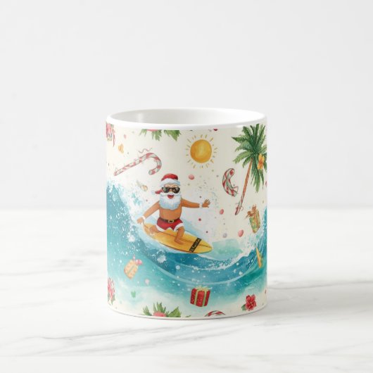 Santa Claus surfing on Christmas Holiday Kaffeetasse (Mittel)