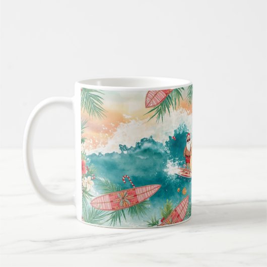 Santa Claus surfing on Christmas Holiday Kaffeetasse (Links)