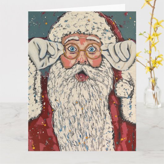 Santa Claus Surprised Karte (Gelbe Blume)