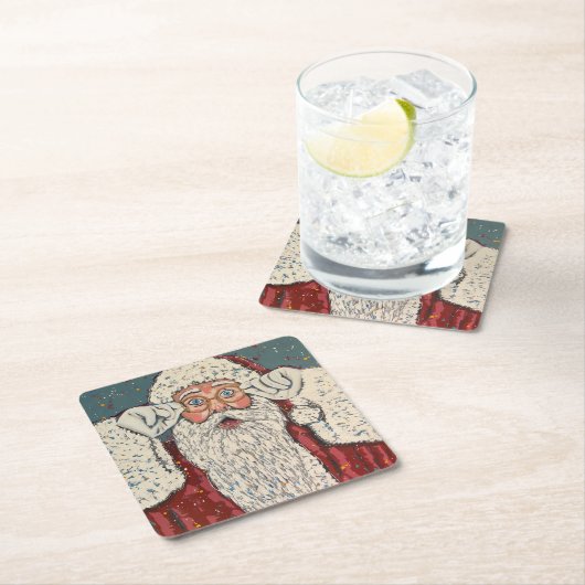 Santa Claus Surprised Rechteckiger Pappuntersetzer (Vor Ort)