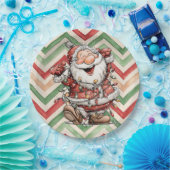 Santa Claus Tangled In Christmas Lights Pappteller (Party)
