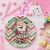 Santa Claus Tangled In Christmas Lights Pappteller (Party)