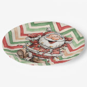 Santa Claus Tangled In Christmas Lights Pappteller (Schrägansicht)