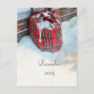 Santa Claus Tasche im Schnee, Karte Dezember 2015