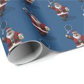 Santa Claus Tennis spielen Geschenkpapier (Rolleneckpunkt)