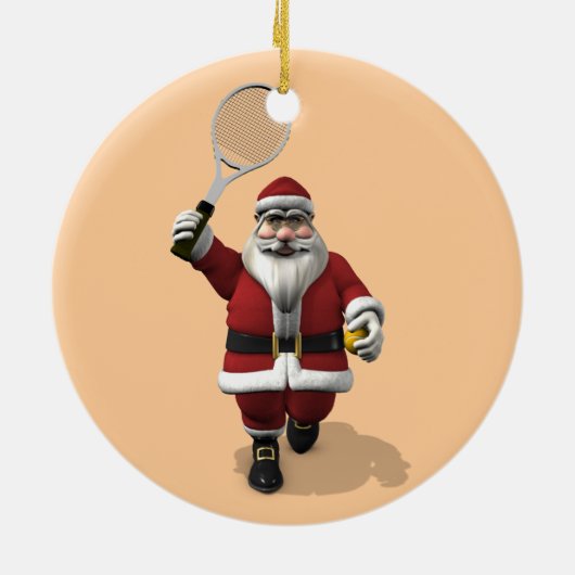 Santa Claus Tennis spielen Keramik Ornament (Hinten)