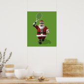 Santa Claus Tennis spielen Poster (Küche)
