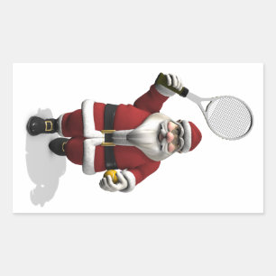 Santa Claus Tennis spielen Rechteckiger Aufkleber
