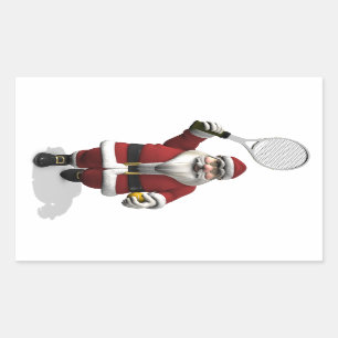 Santa Claus Tennis spielen Rechteckiger Aufkleber