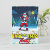 Santa Claus Tennis Weihnachtskarte Feiertagskarte (Stehend Vorderseite)