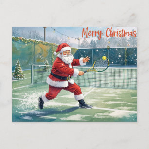 Santa Claus Tennis Winterurlaub Feiertagspostkarte