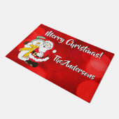 Santa Claus & The Snowman farbenfrohe Illustration Fußmatte (Schrägansicht)