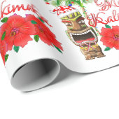 Santa Claus Tiki Mele Kalikimaka Geschenkpapier (Rolleneckpunkt)