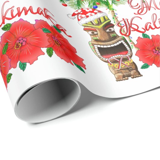 Santa Claus Tiki Mele Kalikimaka Geschenkpapier (Rolleneckpunkt)