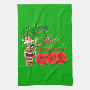 Santa Claus Tiki Mele Kalikimaka Handtuch