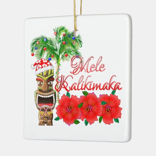 Santa Claus Tiki Mele Kalikimaka Keramikornament (Links)