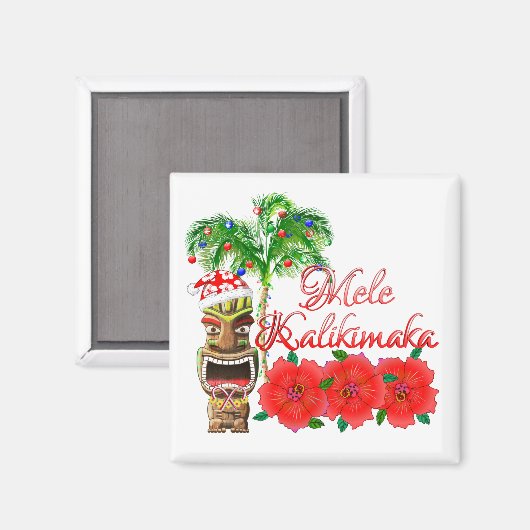 Santa Claus Tiki Mele Kalikimaka Magnet (Vorderseite/Rückseite)