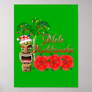 Santa Claus Tiki Mele Kalikimaka Poster