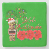 Santa Claus Tiki Mele Kalikimaka Steinuntersetzer (Vorderseite)