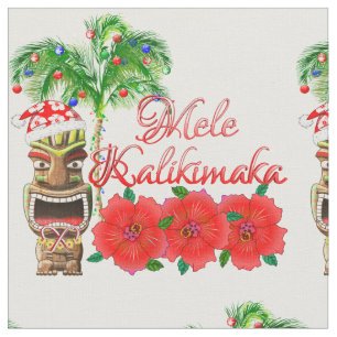 Santa Claus Tiki Mele Kalikimaka Stoff