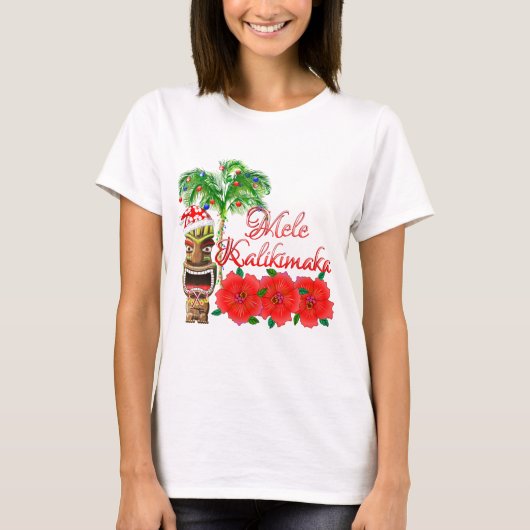 Santa Claus Tiki Mele Kalikimaka T-Shirt (Vorderseite)