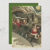Santa Claus Train Holly Garland Kinder Einladung (Vorne/Hinten)