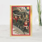 Santa Claus Train Vintage Karte (Vorderseite)