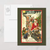 Santa Claus Train Vintage Weihnachtskarte Feiertagspostkarte (Vorne/Hinten)