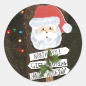 Santa Claus Tree Lights North Pole Runder Aufkleber (Vorderseite)