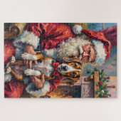 Santa Claus Treeing Walker Coonhound Christmas Art Puzzle (Horizontal)