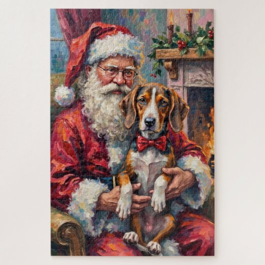Santa Claus Treeing Walker Coonhound Christmas Art Puzzle (Vertikal)