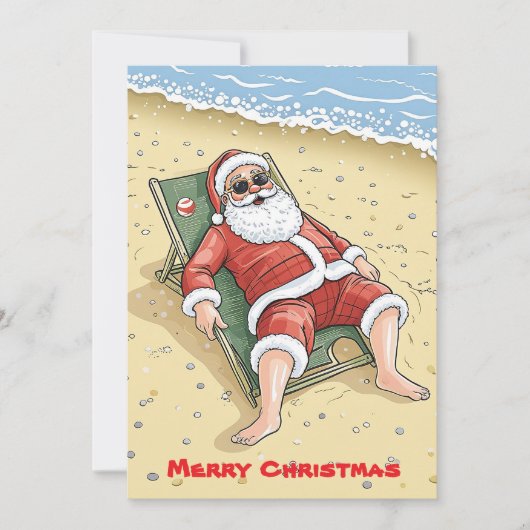 Santa Claus Tropical Beach Frohe Weihnachten (Vorderseite)
