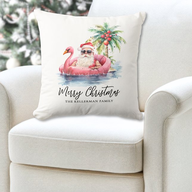 Santa Claus Tropical Beach Weihnachten Kissen (Santa Claus Tropical Beach Christmas Throw Pillow)